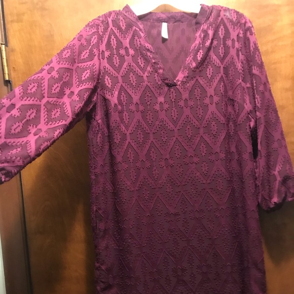 Purple 3/4 sleeve dress - Picture 2 of 4